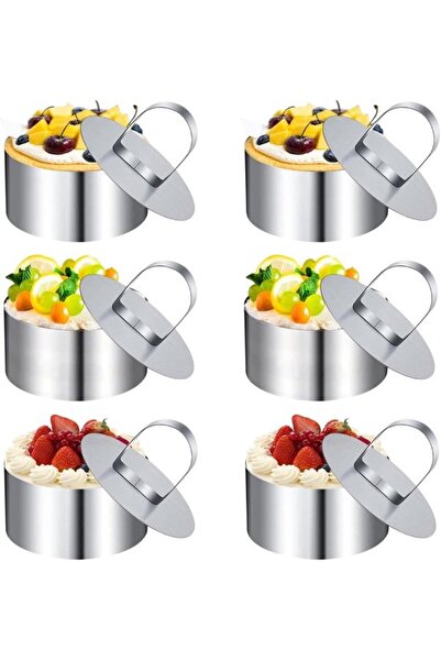 STARSTAR 6-Piece Stainless Steel Round Dessert & Cake Baking Rings - 8x4 cm -...