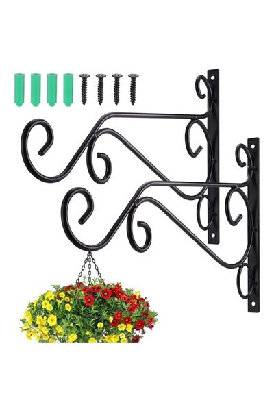 STARSTAR Two sturdy and elegant wrought iron hanging plant hooks. Suitable fo...