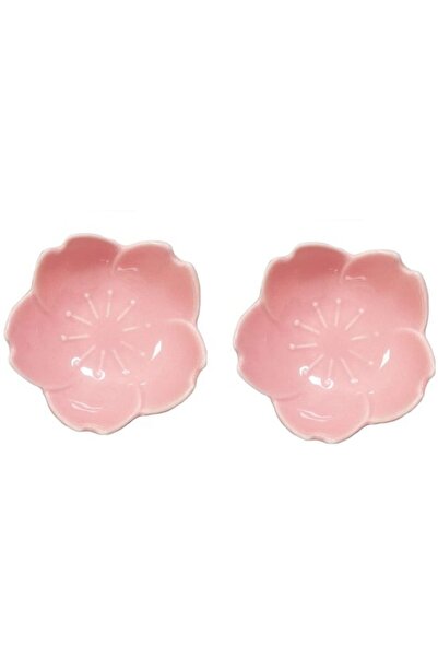 STARSTAR Set of 2 Pink Floral Ceramic Dip Bowls - Mini Ceramic Dessert, Appet...