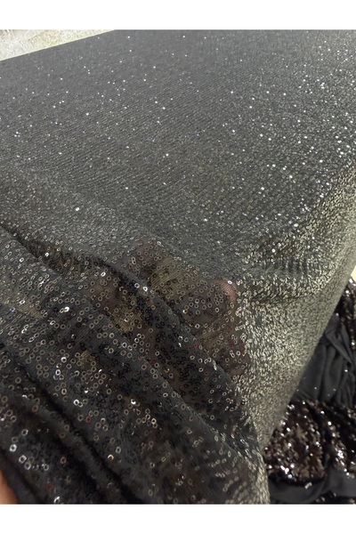 METERİAL Black Pleated Sequined Fabric - Stylish Crinkled Sequined Fabric for...