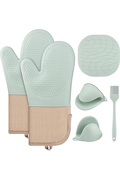STARSTAR 6-Pack oven mitts - silicone gloves & heat-resistant mats - non-slip...