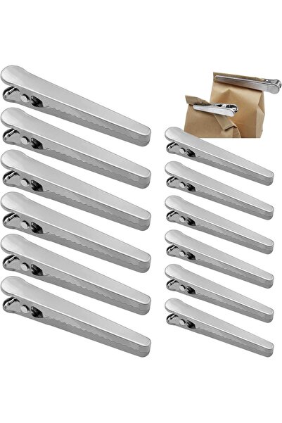 STARSTAR 12 food bag clips, stainless steel food clips, 11.7/8 cm snap-lock b...