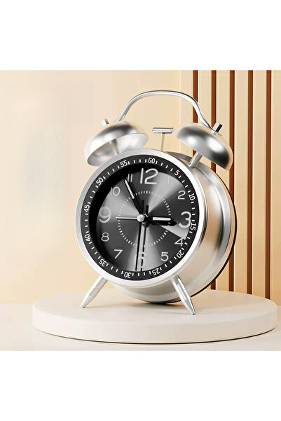 STARSTAR Super Powerful Alarm Clock Deep Sleepers 4-Inch Retro Dual Bells Sil...