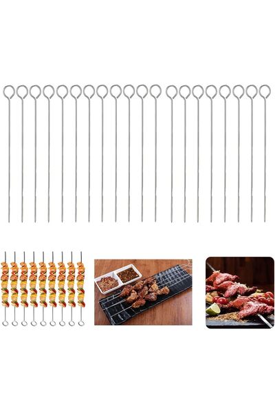 STARSTAR BBQ skewers, 20-pack stainless steel BBQ skewers, 20cm long, made of...