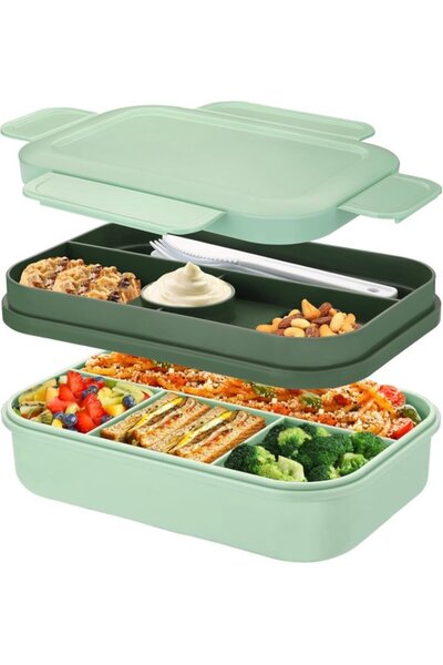 STARSTAR 2000ml Large Bento Lunch Box with Compartments & Cutlery