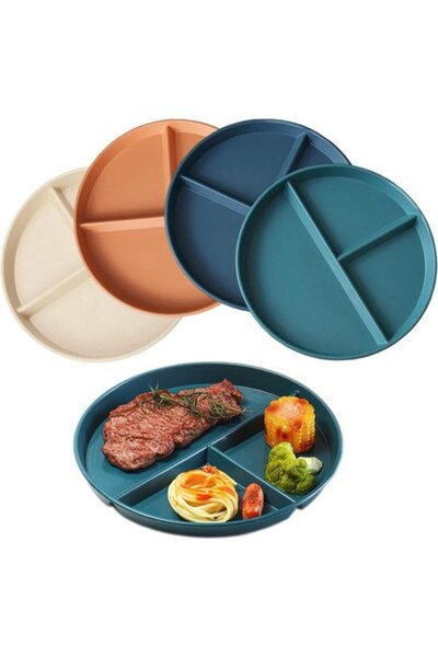 STARSTAR Child-safe 4-piece set – 23cm – 3 compartments – Microwave safe, dis...