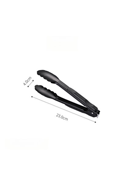 STARSTAR 2-Pack Stainless Steel Black Food & BBQ Tongs (black, 9-inch).