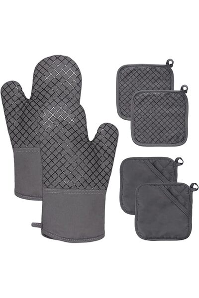 STARSTAR 4-Piece Oven Gloves Heat Insulation Mat Set Heat Resistant 500°F Kit...