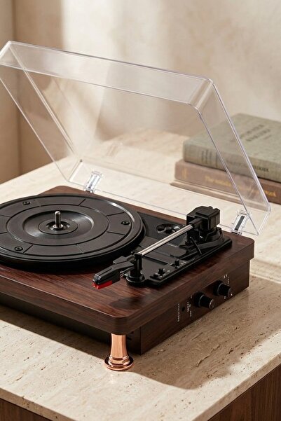 Generic 1 Wood Bluetooth Vinyl Record Player Built In Speakers Usb Rca Line O...