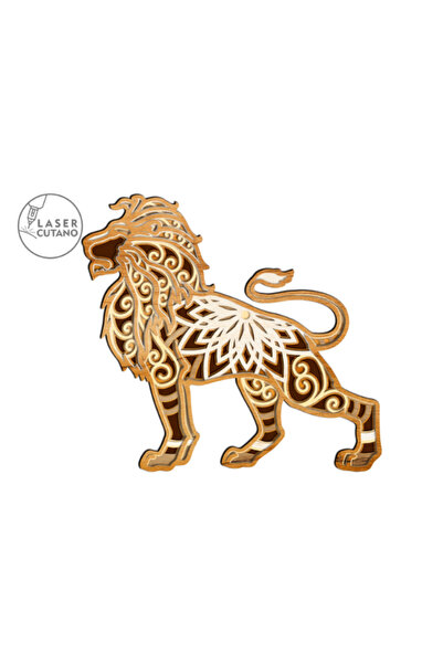 Gabcom Tablou Multilayer din Lemn – Lion – Dimensiune 30 x 28 cm, Decor 3D pe...