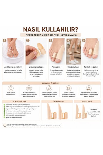 DONGGUAN Adjustable Silicone Gel Toe Separator – Hallux Valgus Supporter |   Bunion Corrector Big Toe Separator |   Soft and Flexible Gel Design |   For Daily Foot Care |   1 Pair Beige