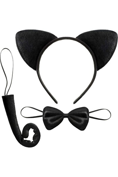 naque Cat Costume Crown Tail Bow Tie Set 1 Piece