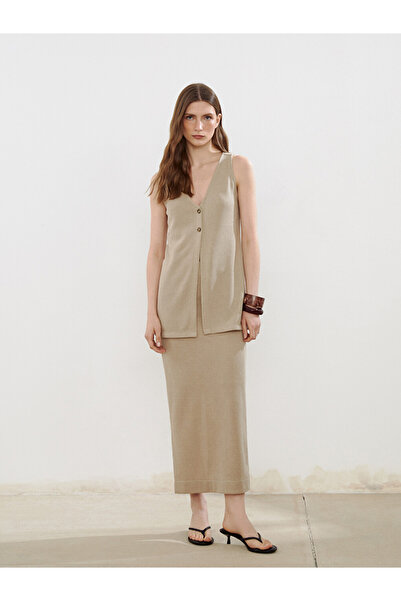 LC Waikiki Elasticated Waist Slit Detail Skirt