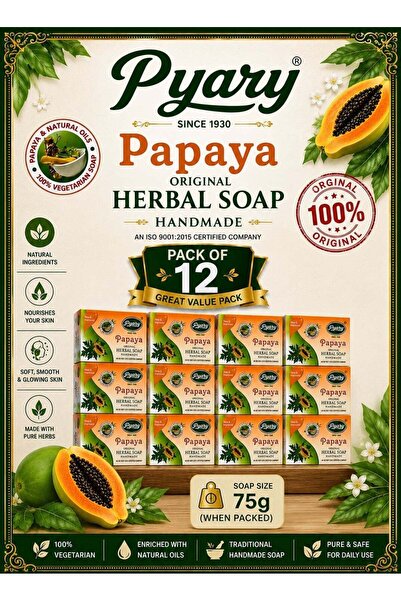 Pyary Pack Of 12 Papaya Original Herbal Soap Handmade
