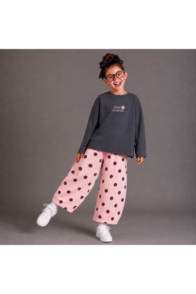OZZY KİDS Girl's Long Sleeve Embroidered T-Shirt & Pants Set
