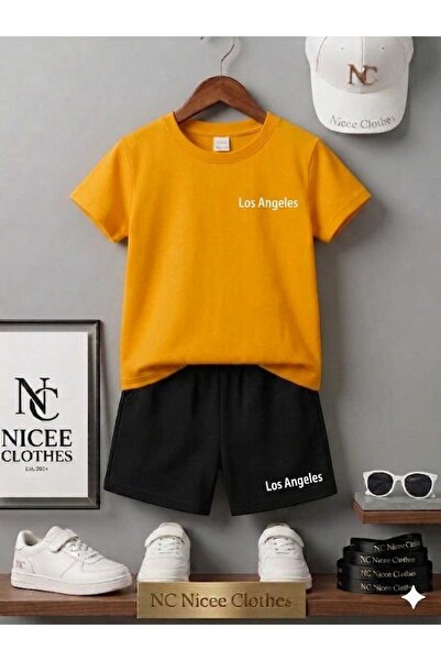 Leto Lykia Summer Children's T-Shirt Shorts Unisex (White with Small Losangel...