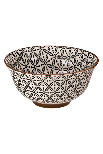 BAMI NETWORK Bol ceramic bej cu model negru pentru inghetata 250ml