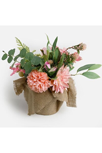 BAMI NETWORK Ghiveci decorativ cu iuta flori roz 14x34cm pentru gradina