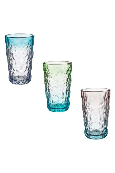 BAMI NETWORK Set pahare sticla colorate reliefate 400ml