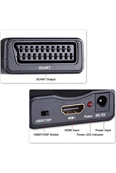 Genel Markalar HDMI To Scart Av Video Tv Çevirici Dönüştürücü Adaptör Taşınab...