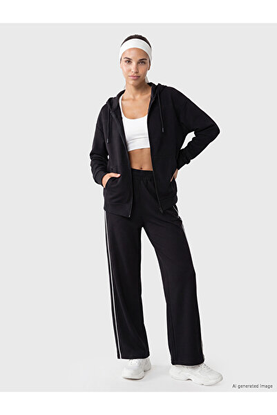 LC Waikiki Koor Sport Black Stripe Detailed Soft Touch Women's Sweatpants