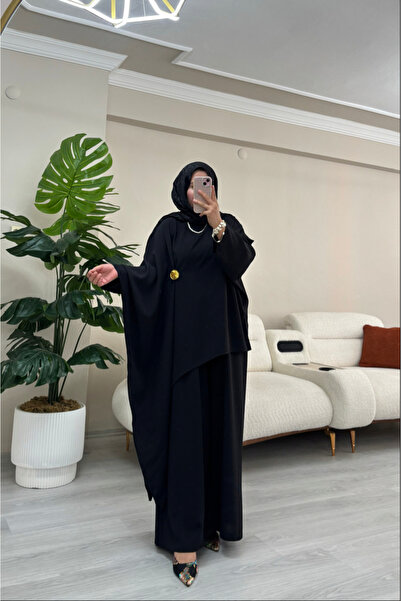 Generic Brand طقم حجاب طويل بقصة غير متماثلة على الطراز العربي عالي الجودة