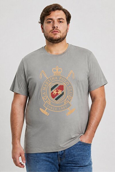 La Martina Men Crew Neck Short Sleeve Graphic Print T-Shirt, Grey