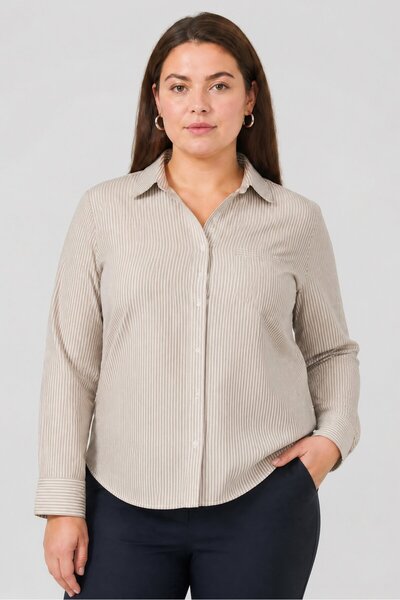 Brave Soul Women Spread Collar Long Sleeves Stripe Shirt, Multicolor