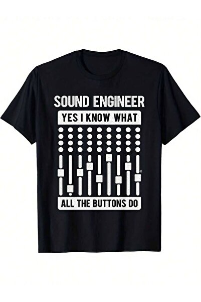 4Car قميص بتصميم مهندس الصوت |   قميص مطبوع عليه 'I Know All Buttons Function...
