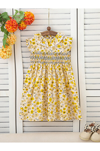 Take Two By Styli Girls Floral Print Smocked A-Line Dress