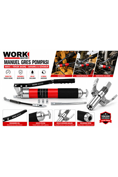 WORKMASTER 600 CC Manuel Gres Pompası Profesyonel Mekanik El Tipi Gres Yağlam...