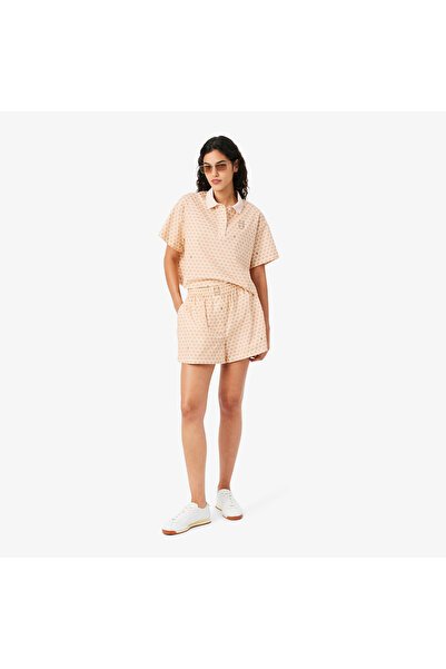 Lacoste Kadın Oversize Fit Desenli Pembe Şort