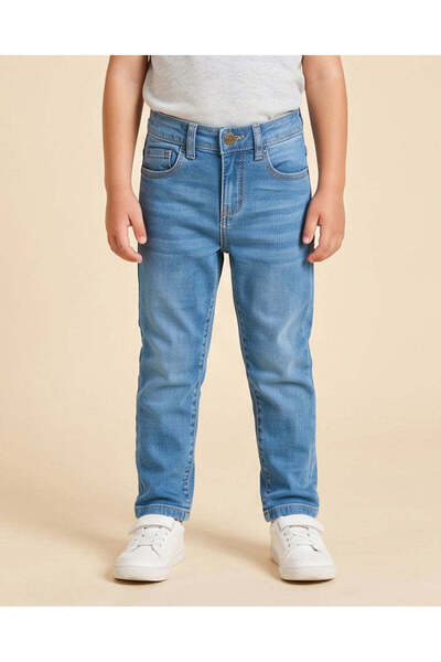 REDTAG Boys Blue Plain Denim Jeans