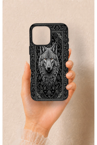 Vip Case iPhone 16 Pro Max Uyumlu Etnik Kurt Desenli Silikon Kılıf