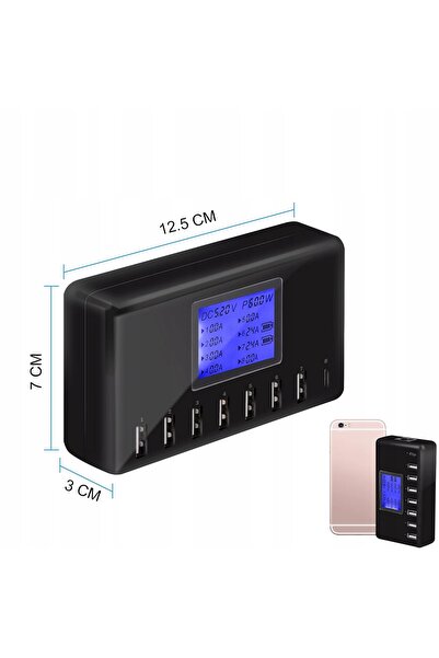 NO BRAND ÎNCĂRCĂTOR USB MULTIFUNCȚIONAL CU ECRAN LCD, 8 PORTURI, ÎNCĂRCĂTOR R...