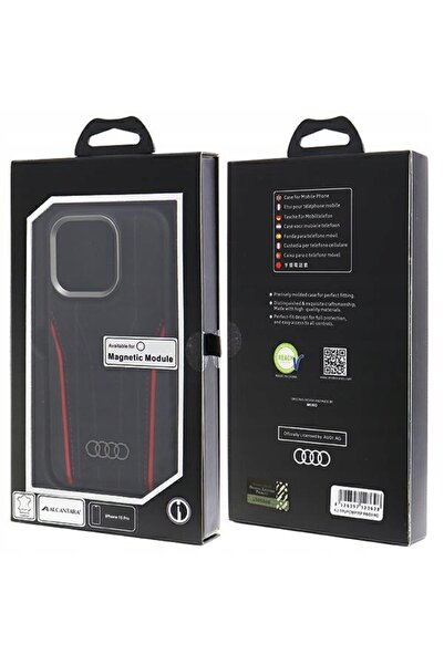 Audi Piele naturală MagSafe iPhone 15 Pro 6.1 " negru-roșu/negru