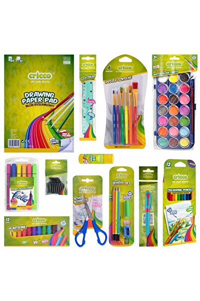 NO BRAND Trusă școlară XXL, set mare pentru școală și grădiniță, creioane Cricco, lipici.