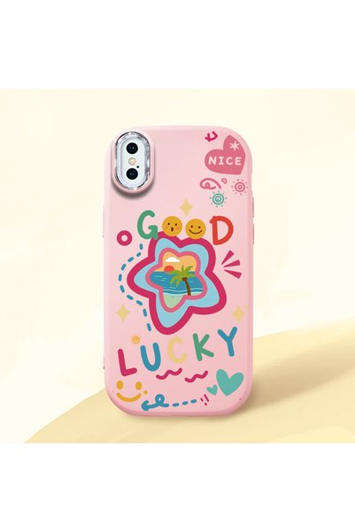 Hontinga iPhone X Compatible Case with Camera Protector Pink Silicone Couple ...