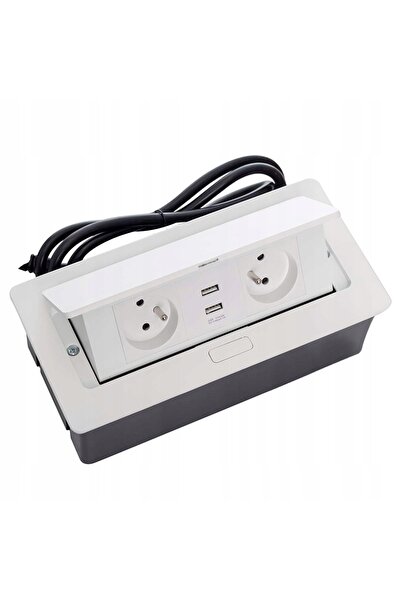 GTV Priză de mobilier SOFT 2x230V USB A+C albă AE-PBSUC2GU-10N