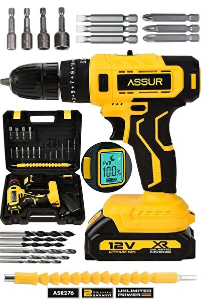 ASSUR 12V Darbeli Şarjlı Matkap Dijital Göstergeli Akülü Vidalama