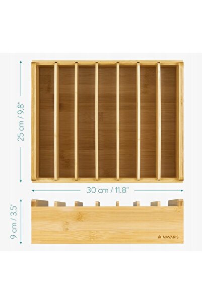 Navaris Tavă organizatoare de bucătărie din bambus 30x25x9 cm cu 6 compartimente