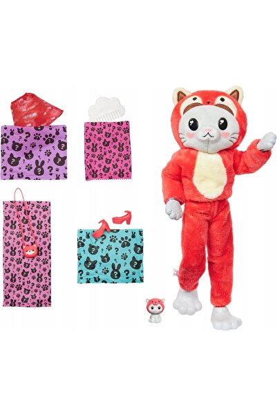 Barbie CUTIE REVEAL LALKA ÎN O DUBLĂ DE PANDA ROȘIE DRĂGUȚĂ +panda micuță