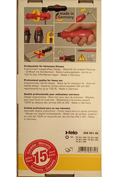 FELO Set de 5 bucăți. Șurubelnițe Torx TX10 - TX30 908 951 48