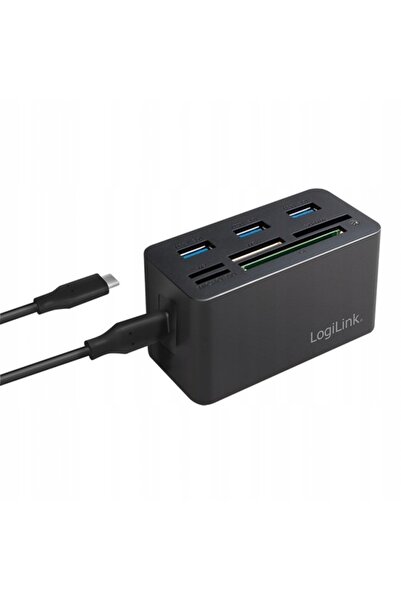LogiLink 8 porturi cu cititor de carduri All-in-One negru