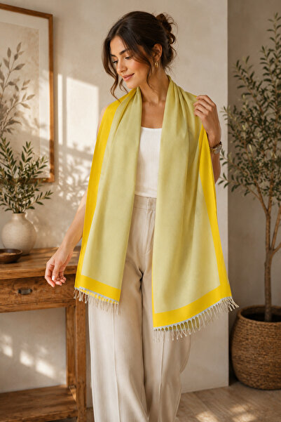 EastWest Trading 180X64 cm Double-Sided Silk Blend Shawl with Tassels Lightwe...