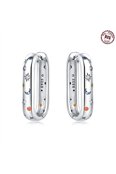 Choice1 OTE4046 Real 925 Sterling Silver Hoop Earrings Colorful Zircon Bright...