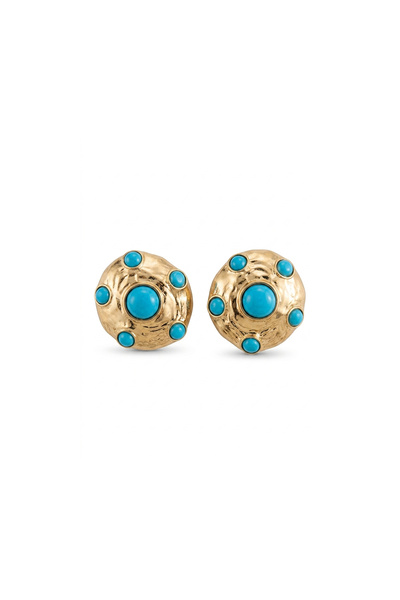 Charmist Steel Resin Blue Stone Round Earrings