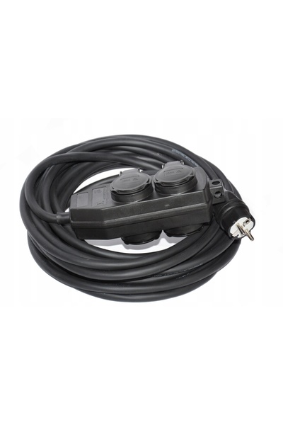 NO BRAND Cablu prelungitor ranforsat H05VV-F 3x1mm OWY 2m SPLITTER 4x230V negru