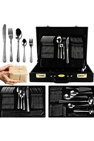 NO BRAND SET DE TACÂMURI PENTRU 12 PERSONE, COMPLET, ÎN VALIZĂ, 72 DE PIESE +...