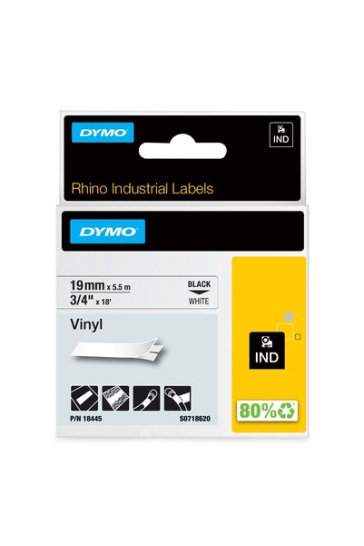 NO BRAND Bandă de vinil DYMO RHINO 19mm negru pe alb
